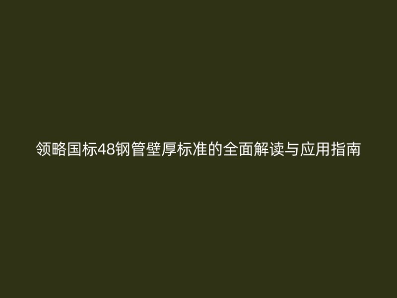 领略国标48钢管壁厚标准的全面解读与应用指南