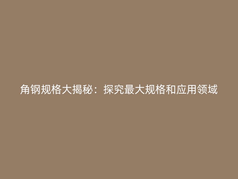 角钢规格大揭秘:探究最大规格和应用领域