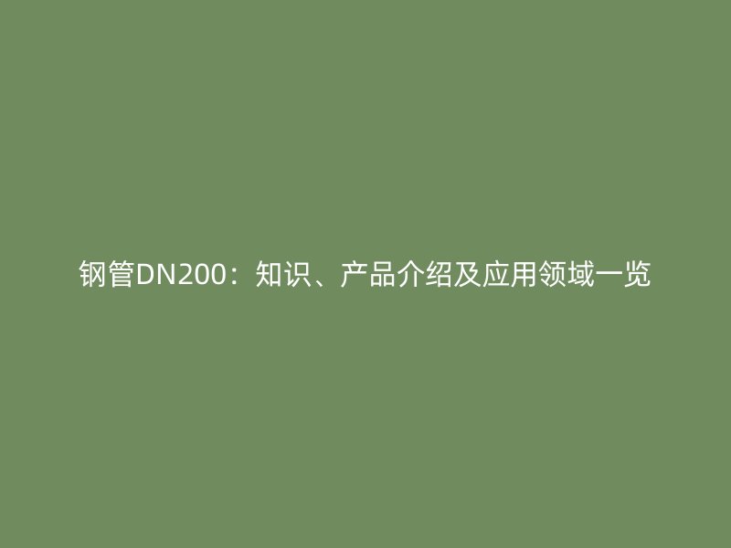 钢管DN200:知识、产品介绍及应用领域一览