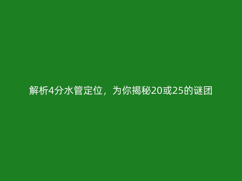 解析4分水管定位，为你揭秘20或25的谜团