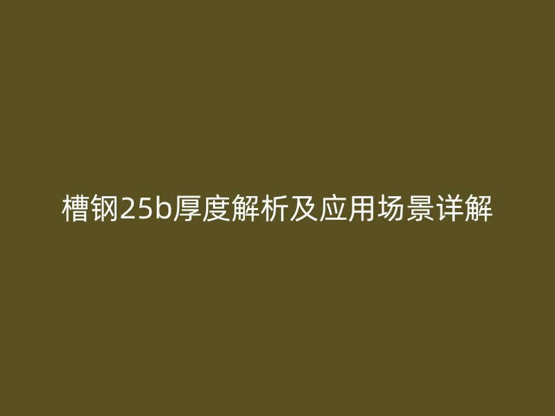 槽钢25b厚度解析及应用场景详解