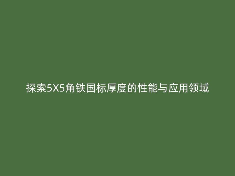探索5X5角铁国标厚度的性能与应用领域