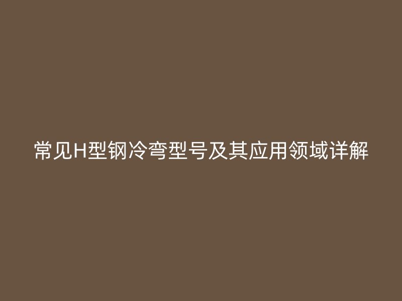 常见H型钢冷弯型号及其应用领域详解