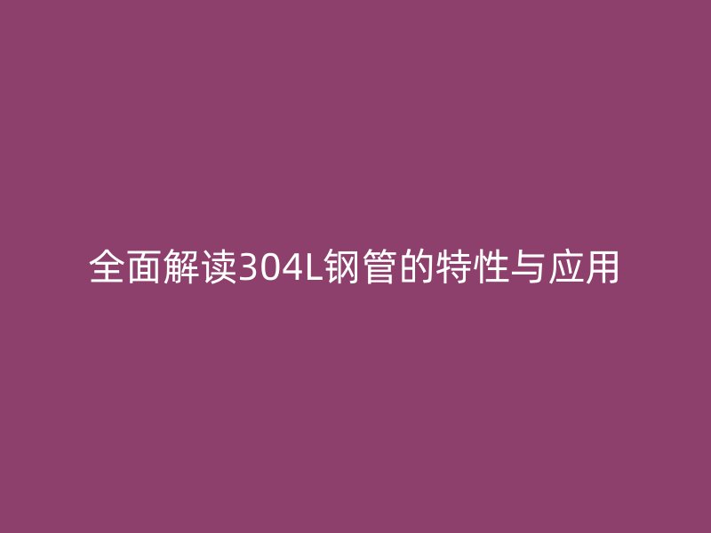 全面解读304L钢管的特性与应用