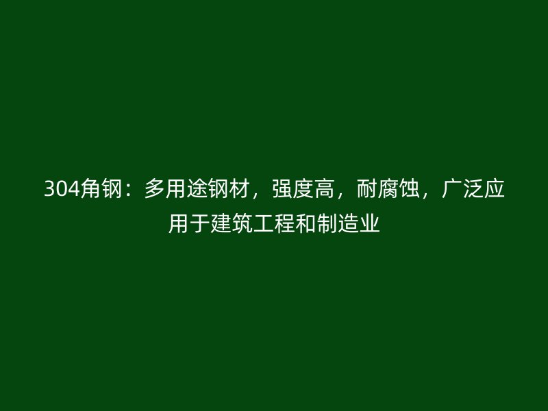 304角钢:多用途钢材,强度高,耐腐蚀,广泛应用于建筑工程和制造业