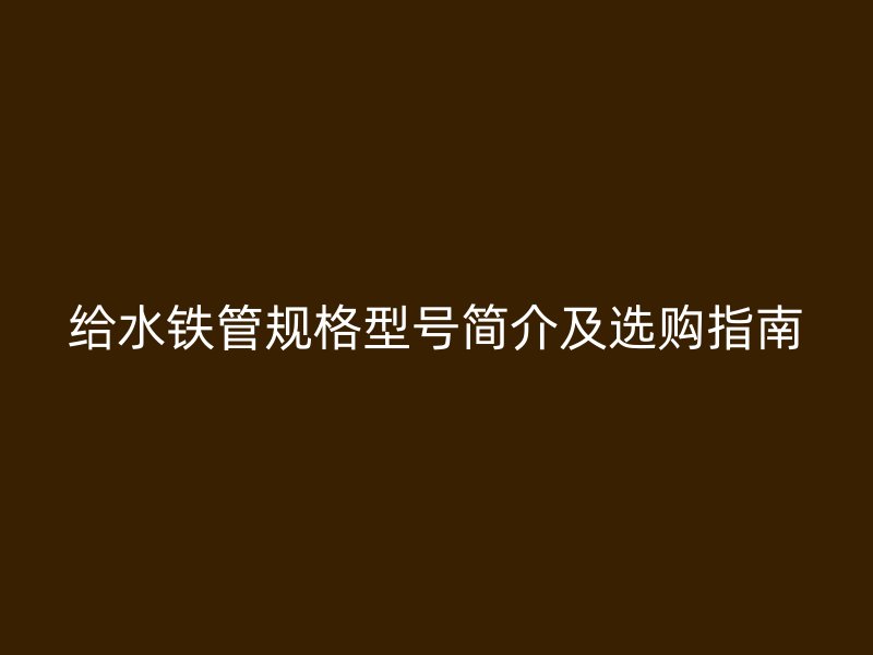 给水铁管规格型号简介及选购指南