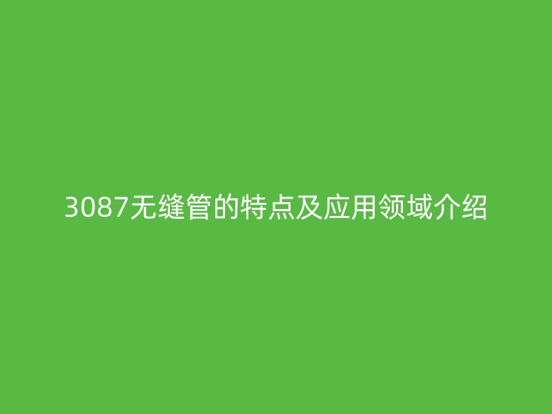 3087无缝管的特点及应用领域介绍