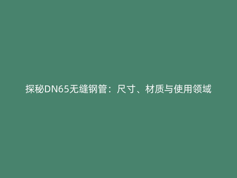 探秘DN65无缝钢管:尺寸、材质与使用领域