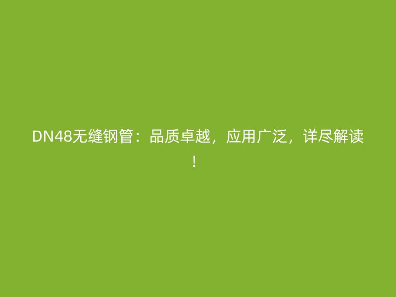 DN48无缝钢管:品质卓越,应用广泛,详尽解读!