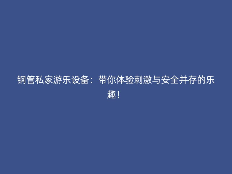 钢管私家游乐设备:带你体验刺激与安全并存的乐趣!