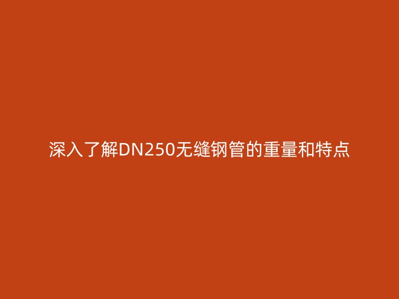 深入了解DN250无缝钢管的重量和特点