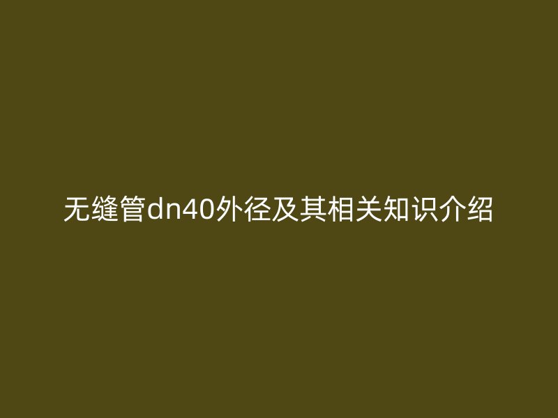无缝管dn40外径及其相关知识介绍