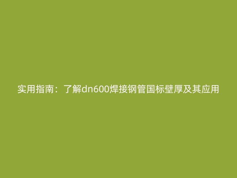 实用指南:了解dn600焊接钢管国标壁厚及其应用