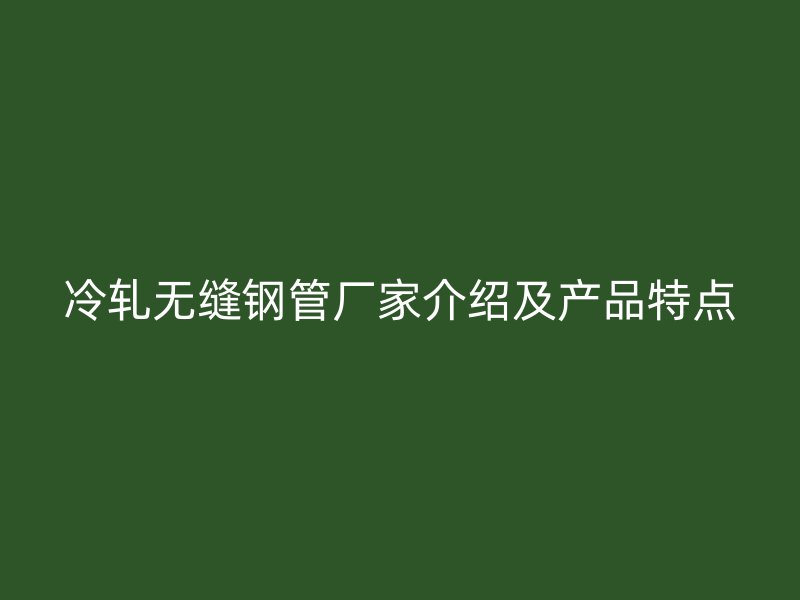 冷轧无缝钢管厂家介绍及产品特点