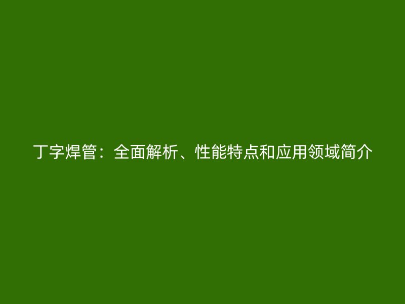 丁字焊管:全面解析、性能特点和应用领域简介