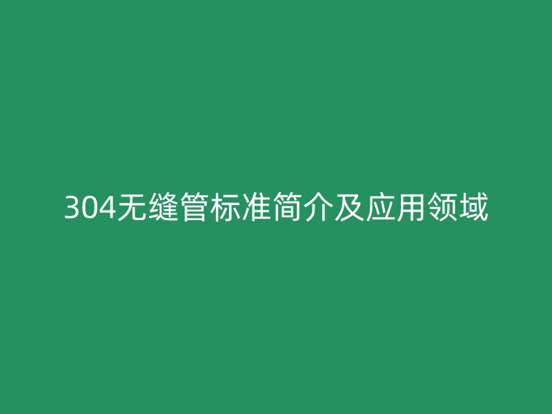 304无缝管标准简介及应用领域