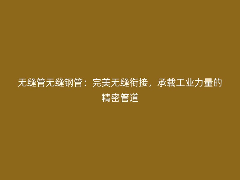 无缝管无缝钢管：完美无缝衔接，承载工业力量的精密管道
