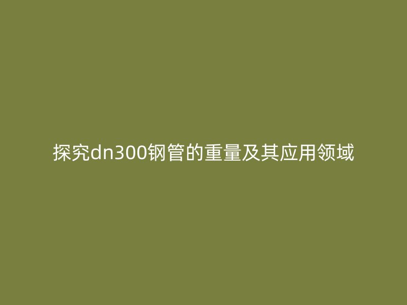 探究dn300钢管的重量及其应用领域
