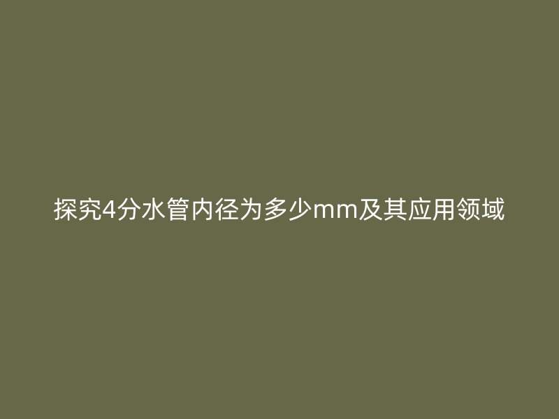 探究4分水管内径为多少mm及其应用领域