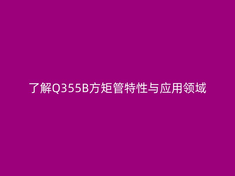 了解Q355B方矩管特性与应用领域